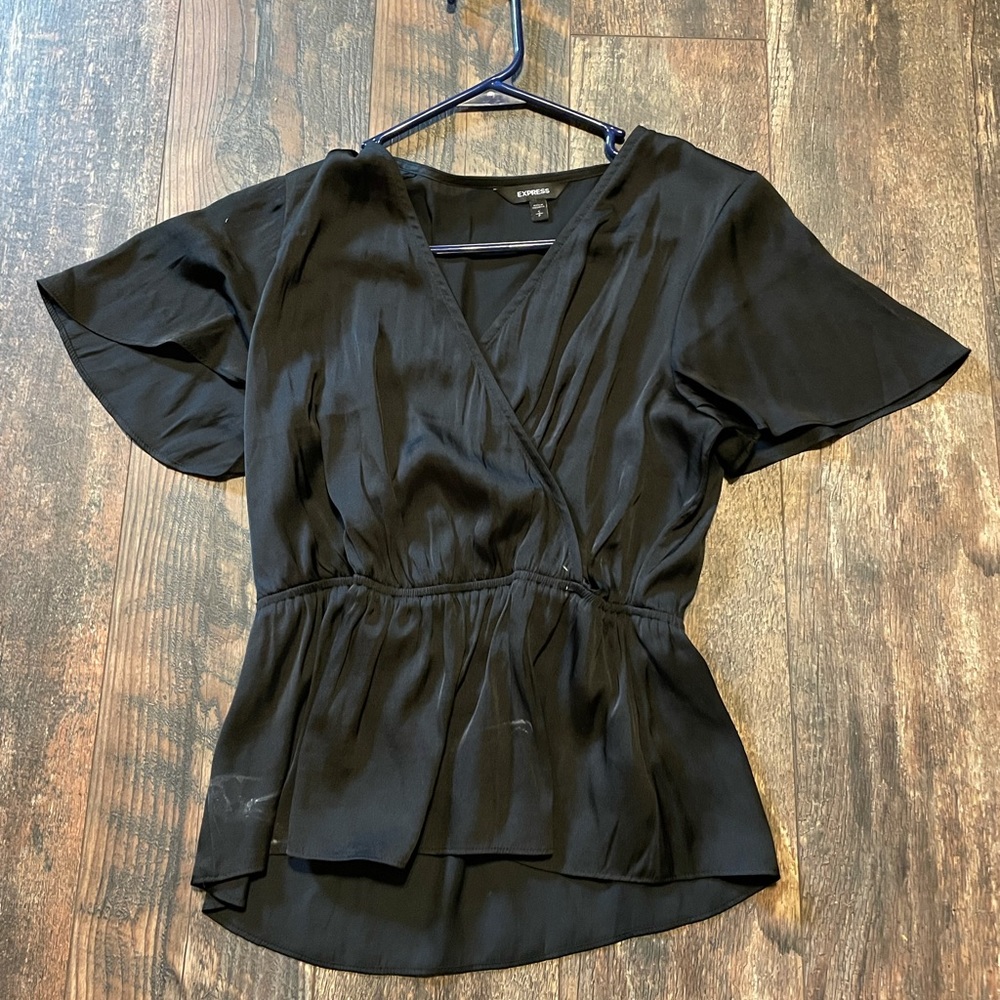 Black silky business top